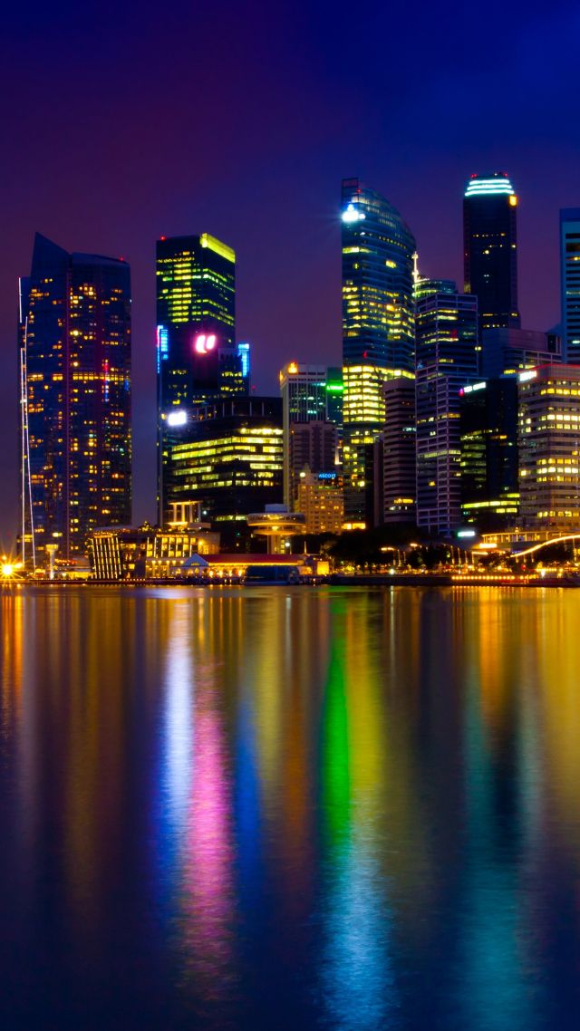 marina bay, singapore, town, color light (vertical)
