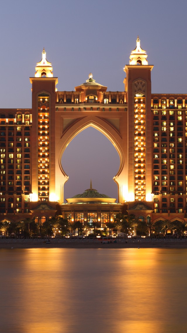 Atlantis, Dubai, Hotel, night, resort, sea, ocean, water, sky, travel, vacation, booking (vertical)
