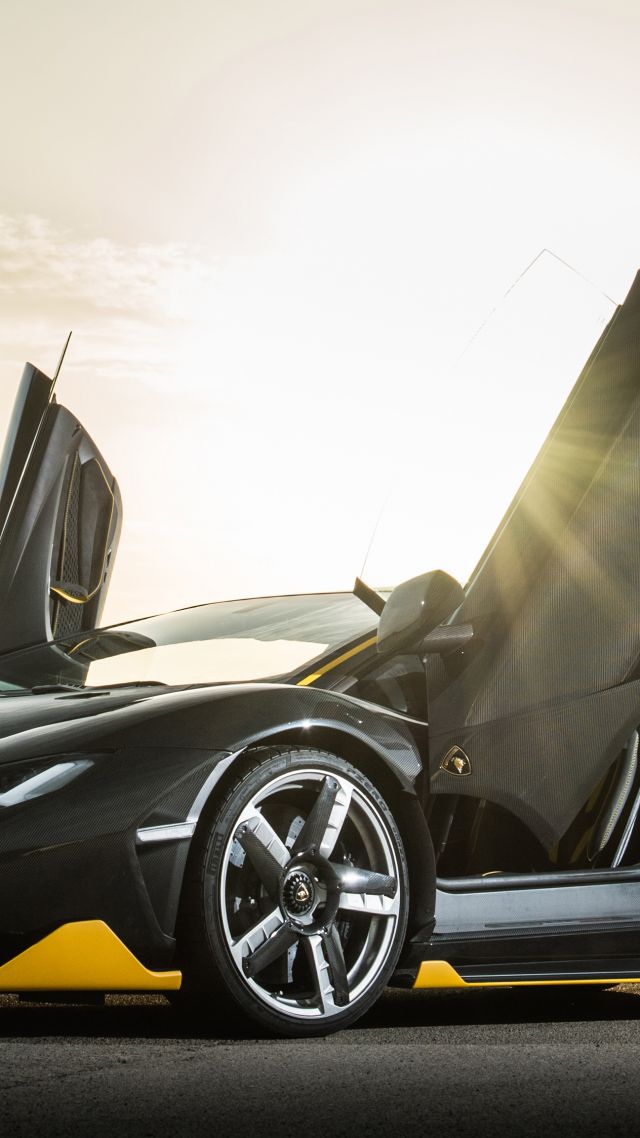 Lamborghini Centenario coupe, supercar, black (vertical)