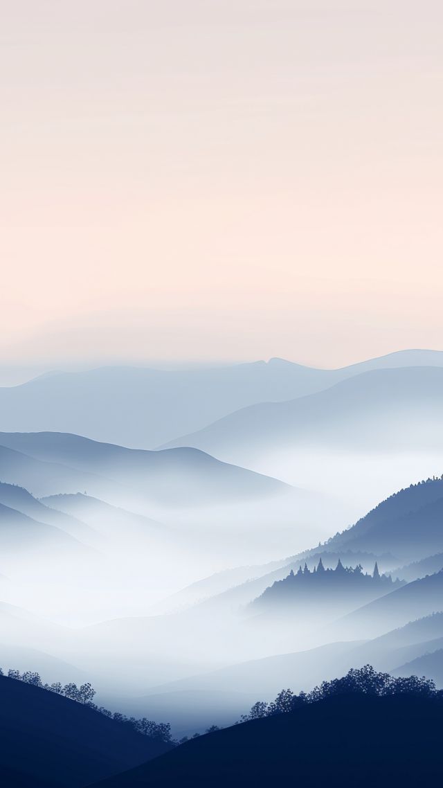 Wallpaper landscape, flat, 4k, 5k, fog, iphone wallpaper, forest, blue