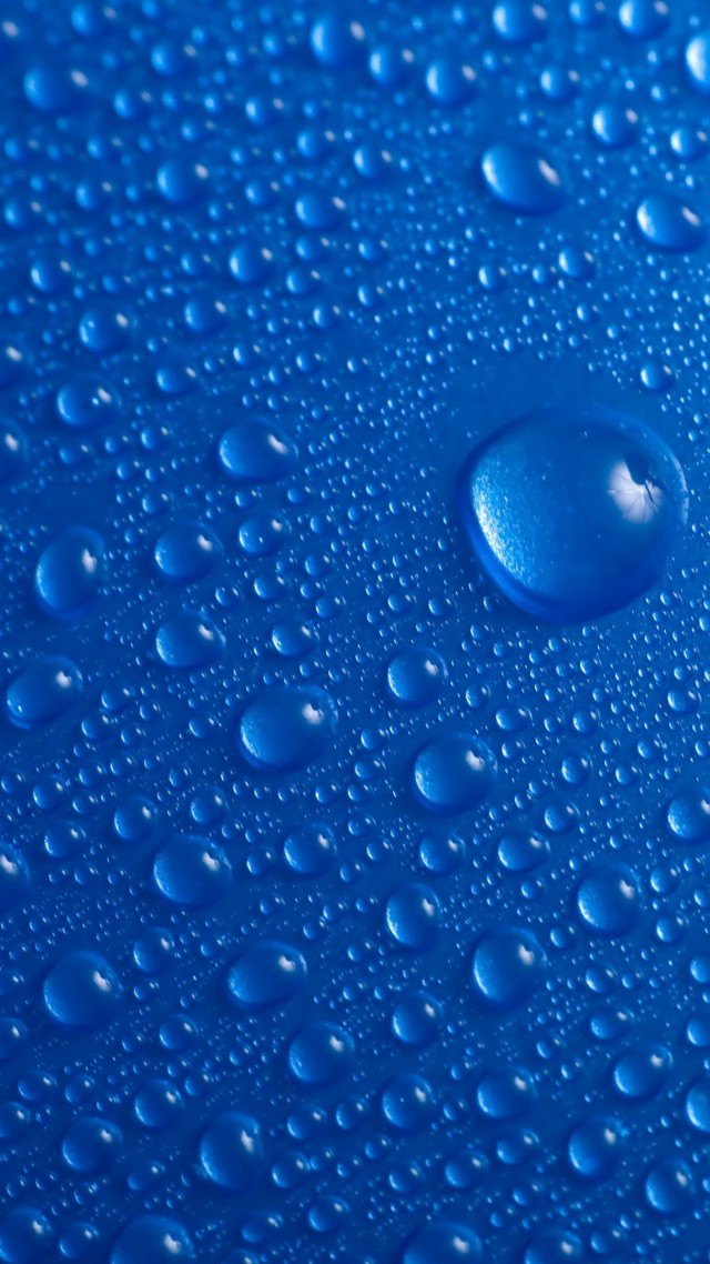 drops, 4k, 5k wallpaper, blue, water, macro (vertical)