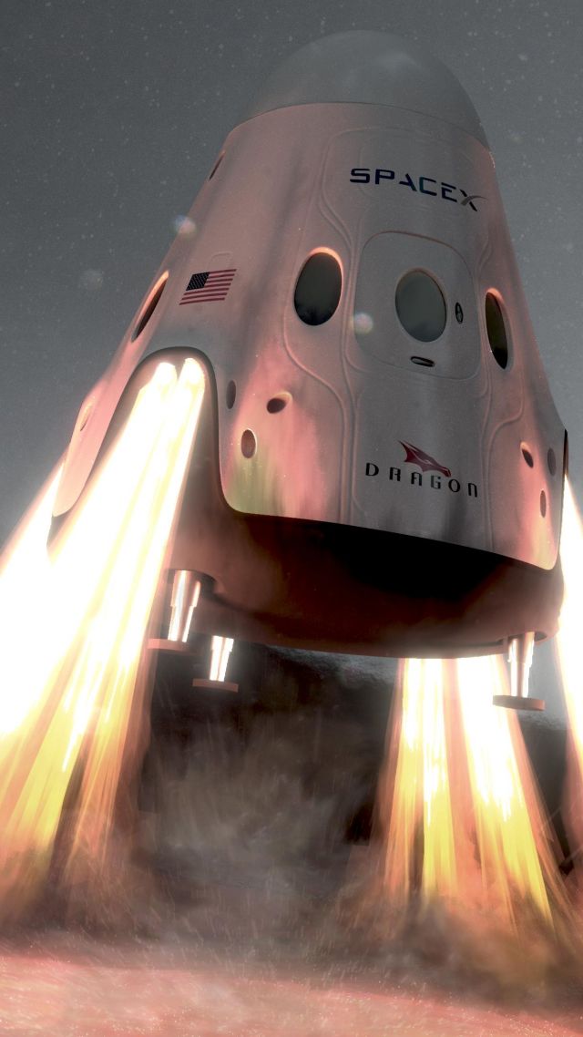 SpaceX, ship, red dragon, mars (vertical)