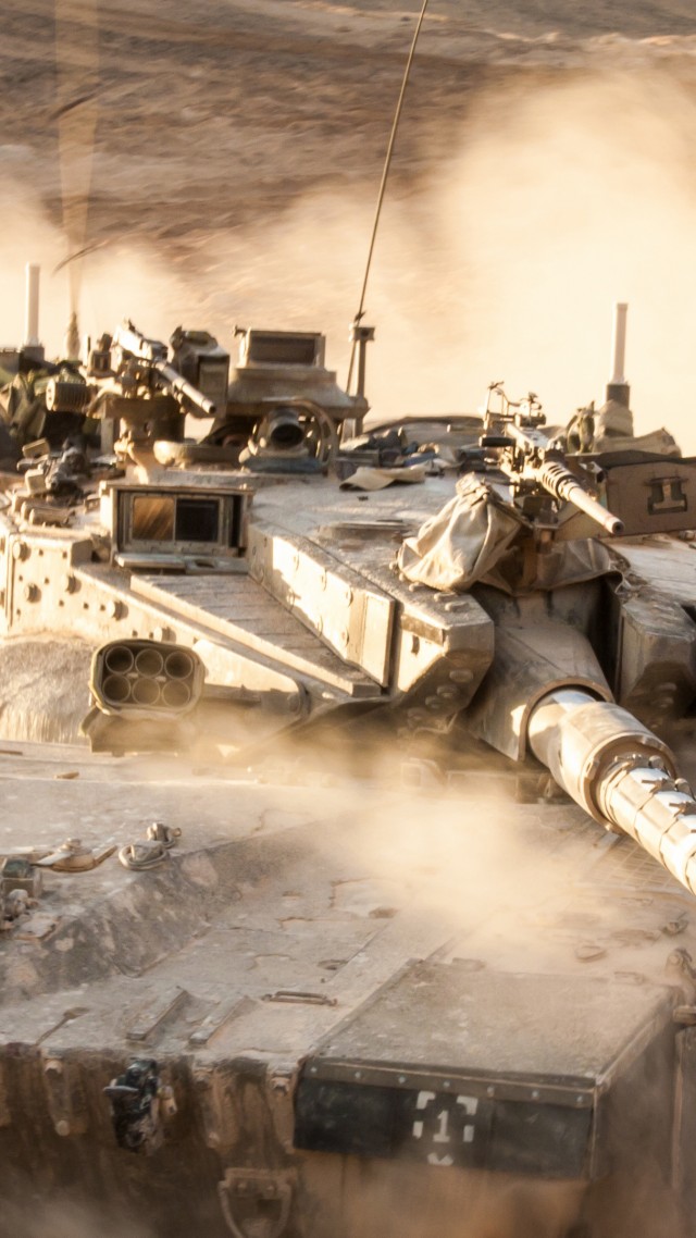 Merkava, Mk.4M, Windbreaker, Wind coat, tank, MBT, Israel, Defense Forces, sand, dust (vertical)