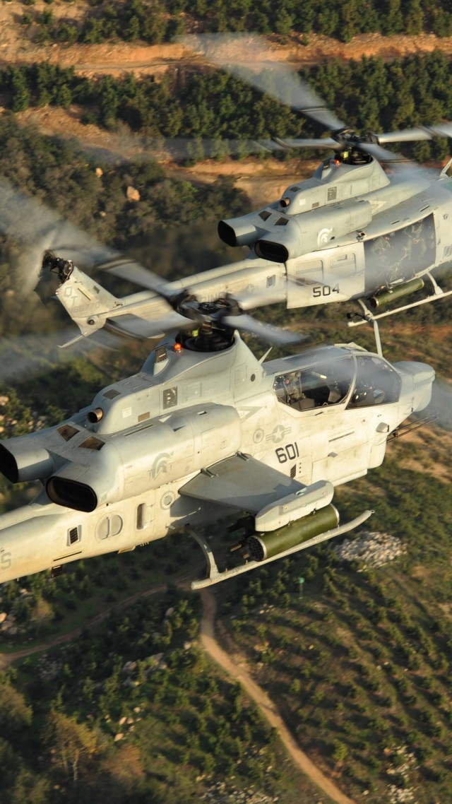 Viper, AH-1Z, Bell, attack helicopter, U. S. Marine, Zulu Cobra, flight, field, sky (vertical)