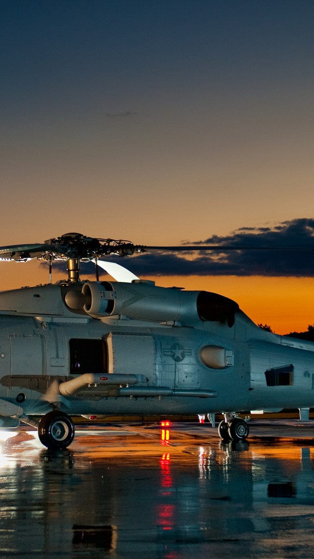 SH-60, Sikorsky, MH-60, Sea Hawk, multimission maritime helicopter, U.S. Navy, MEDEVAC, sunset (vertical)