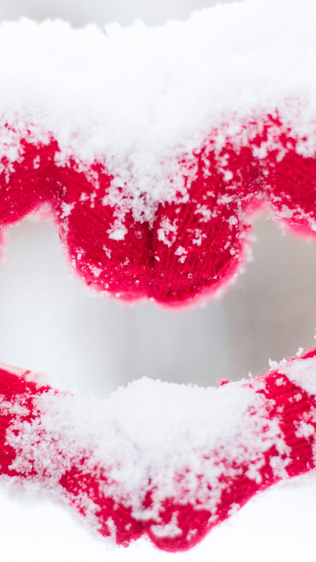 love image, heart, snow, 4k (vertical)