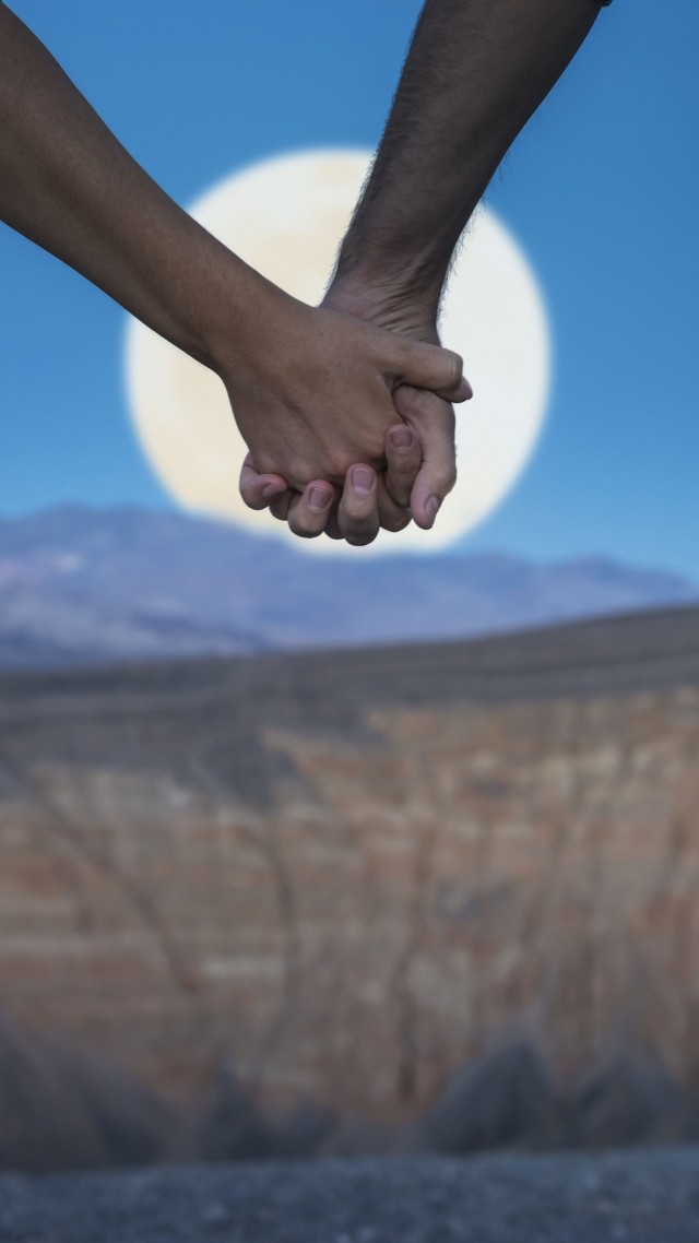 love image, hands, moon, 5k (vertical)