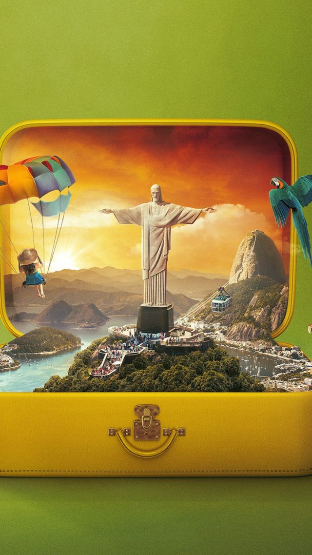 Christ the Redeemer, Rio de Janeiro, Brazil, suitcase, HD (vertical)