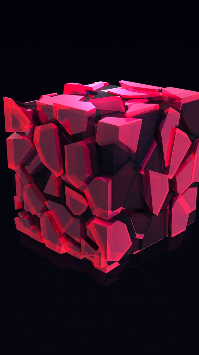 cube, 3D, pink, HD (vertical)