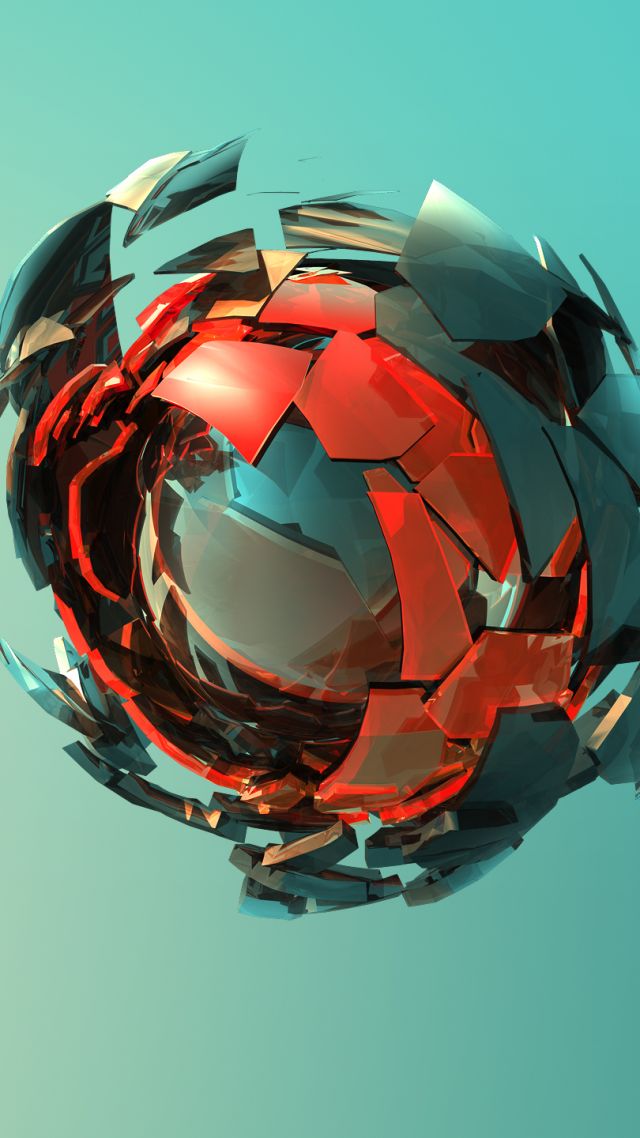 sphere, 3D, red, green, HD (vertical)