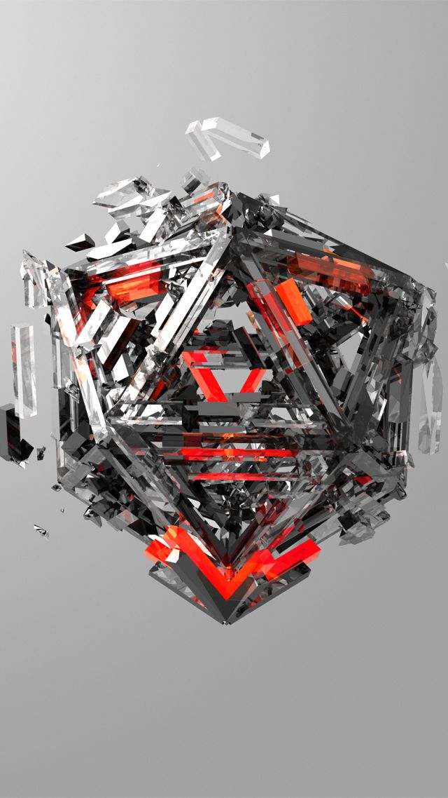 triangles, 3D, red, gray, HD (vertical)
