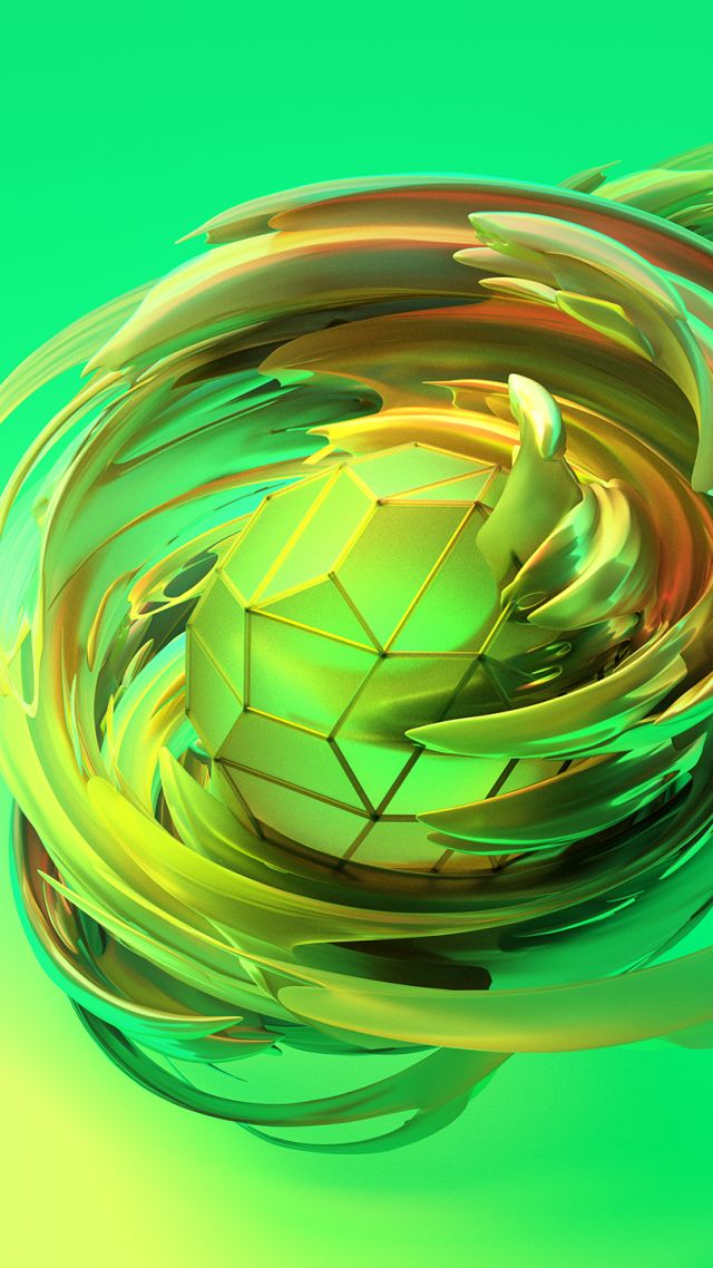 apple dreams, 3D, sphere, green, HD (vertical)