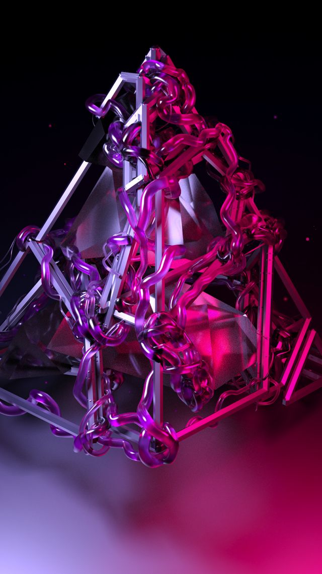 Wallpaper pyramid, 3D, violet, HD, OS #16382