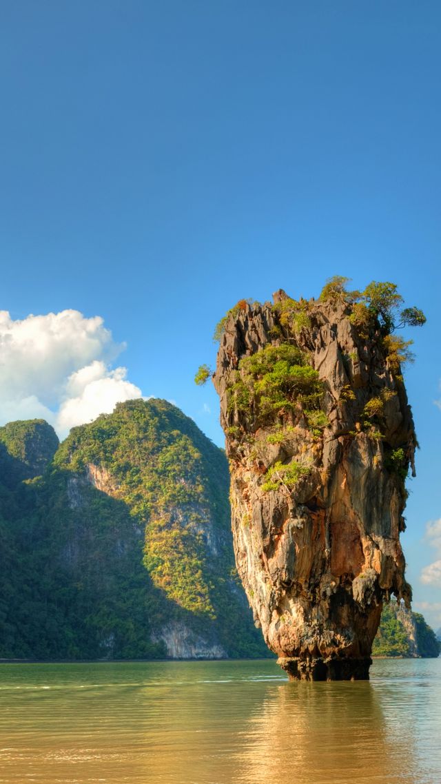 Ko Tapu, Thailand, islands, mountains, rocks, ocean, 5k (vertical)