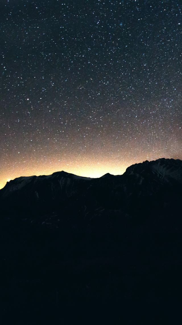 night, sky, mountains, 8k (vertical)