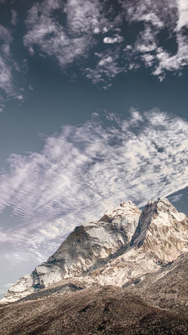 mountains, sky, clouds, 5k (vertical)