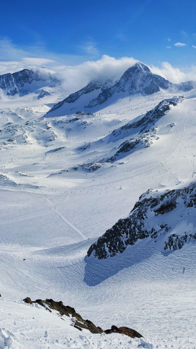 Stubaital Stubai, mountains, snow, winter, 4k (vertical)