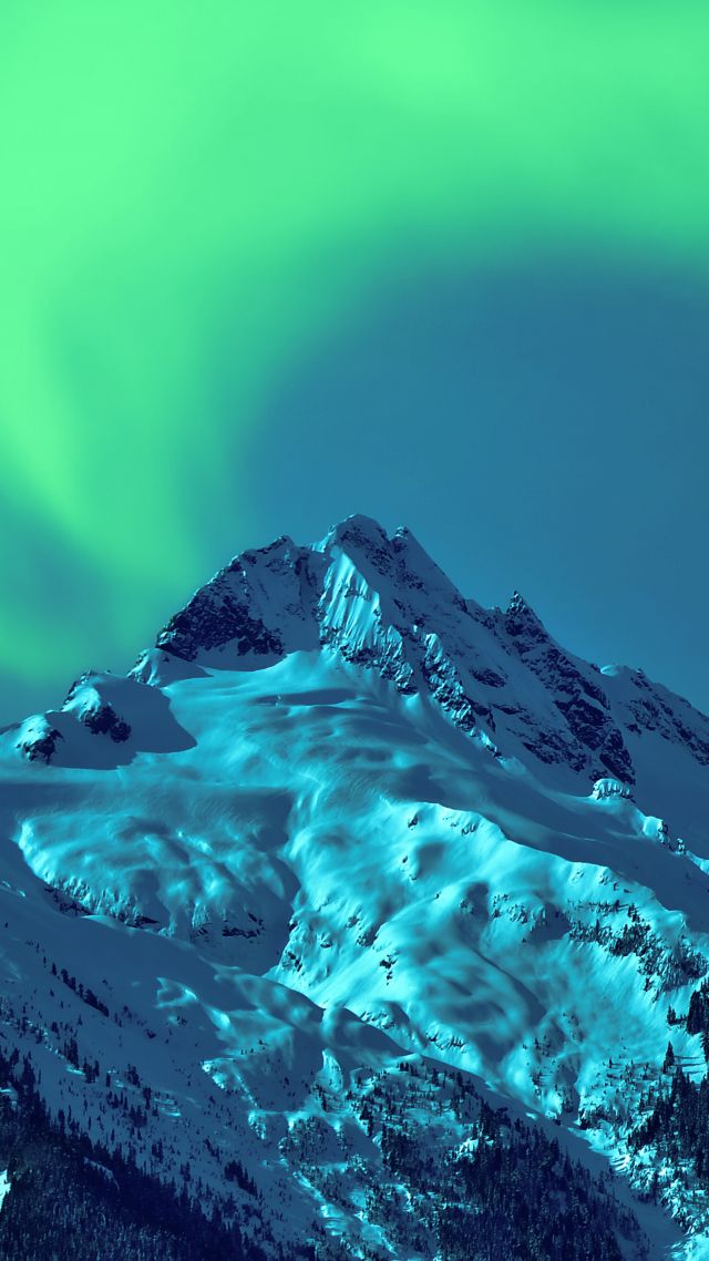 Aurora Borealis, sky, winter, mountains, 5k (vertical)