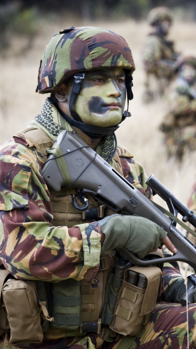 New Zealand Army, Steyr AUG, soldier, assault rifle, camo, F88, A1, 2RAR (vertical)
