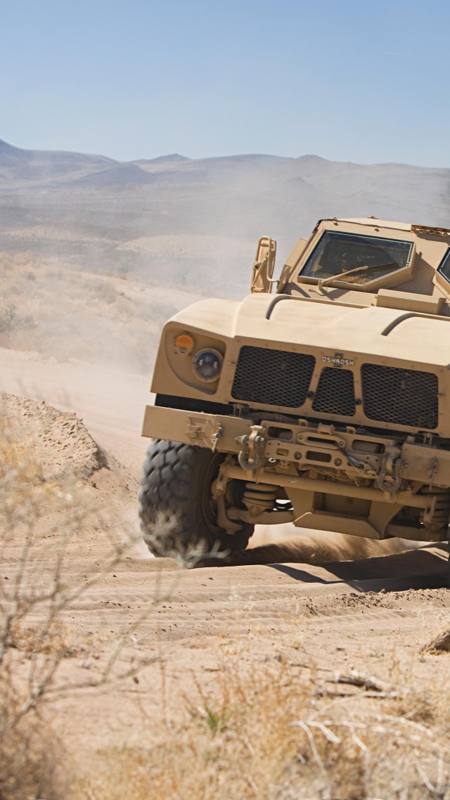 M-ATV, Oshkosh, MRAP, TerraMax, infantry mobility vehicle, field, desert (vertical)