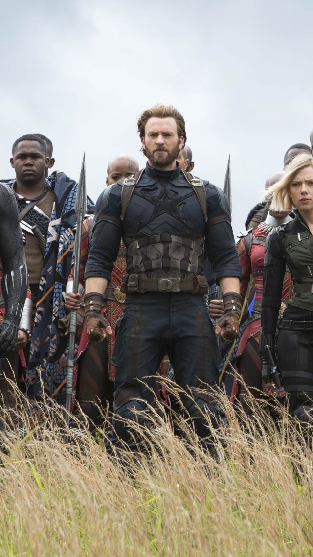 Avengers: Infinity War, Black Widow, Captain America, Black Panther, Chadwick Boseman, Scarlett Johansson, Chris Evans, 5k (vertical)