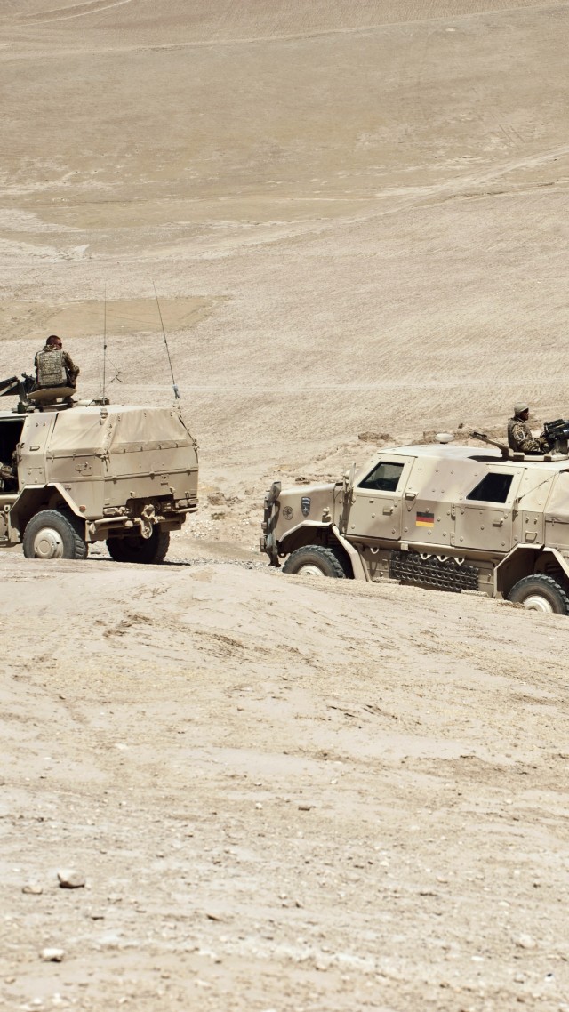 ATF Dingo, KMW, infantry mobility vehicle, MPPV PC, convoy, Afghanistan, Bundeswehr (vertical)
