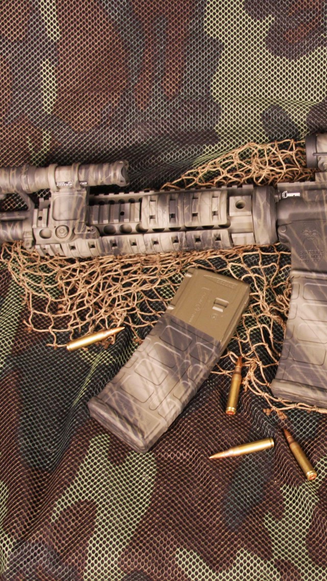 AR-15, rifle, U.S. Armed Force, semi-automatic, multicam, camo, ammunition (vertical)