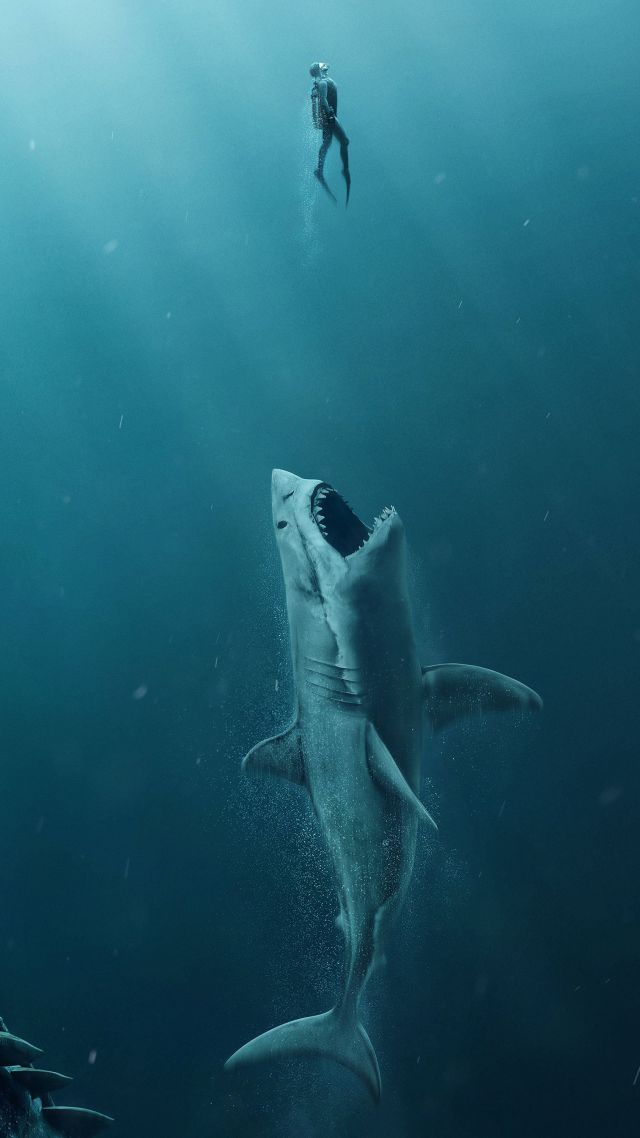 The Meg, shark, 4k (vertical)