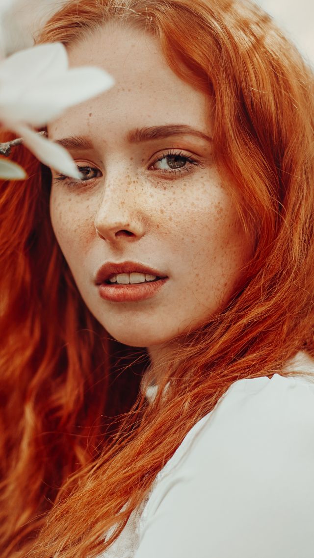 Face, photo, redhead, 5K (vertical)