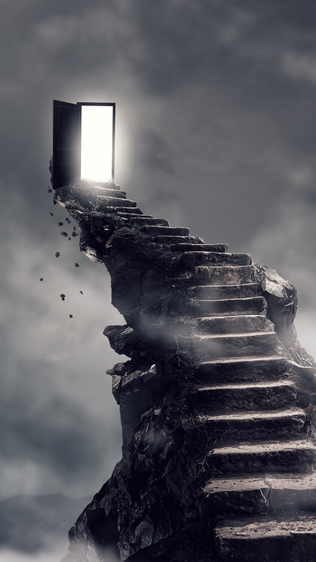 Stairs, surrealism, dark, 4K (vertical)