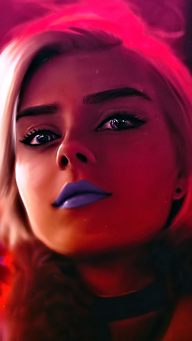 Girl, beautiful, purple, lipstick, blonde, 4K (vertical)