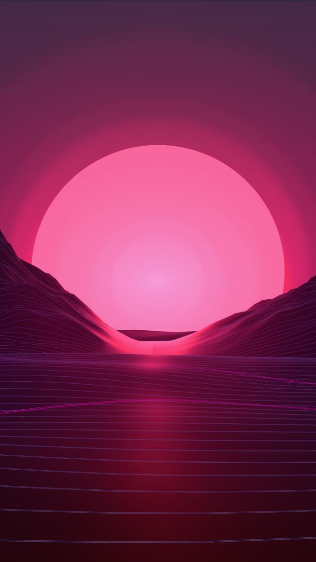 Retrowave, lines, sunset, 4K (vertical)