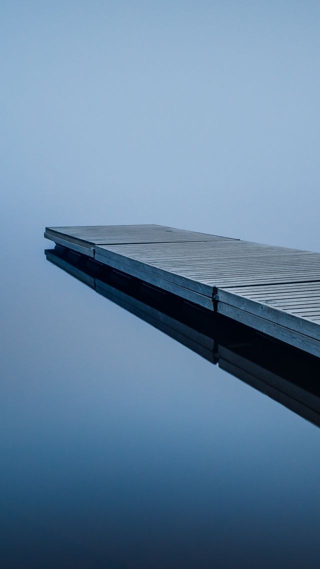 Dock, water, reflection, 4K (vertical)