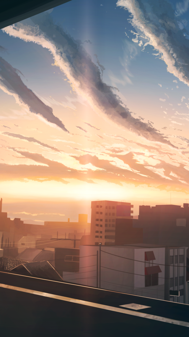 City, sunset, 4K (vertical)