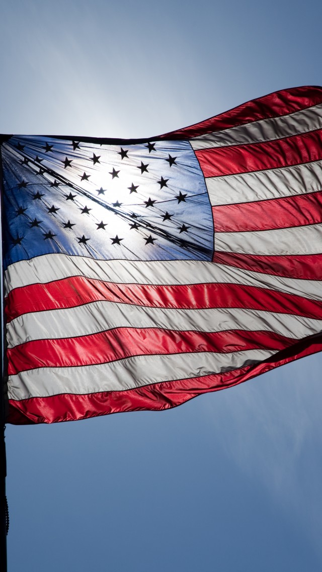 Flag Day, USA, event, street, sky, sun,  (vertical)