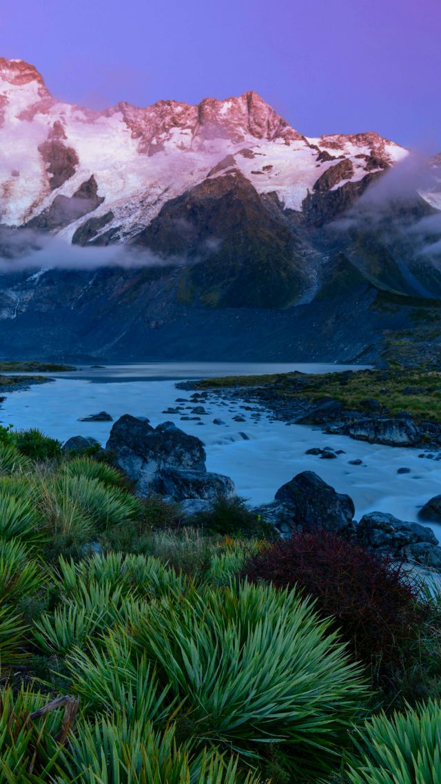 Mount Cook National Park, New Zealand, mountains, 5K (vertical)