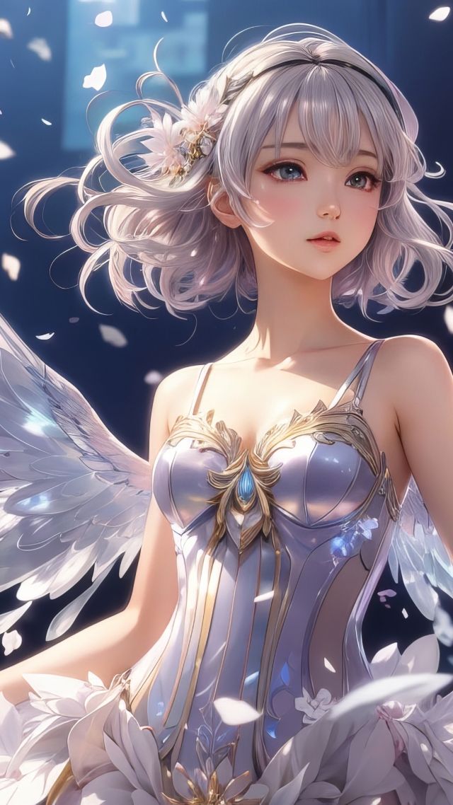 anime girl, fairy, wings (vertical)