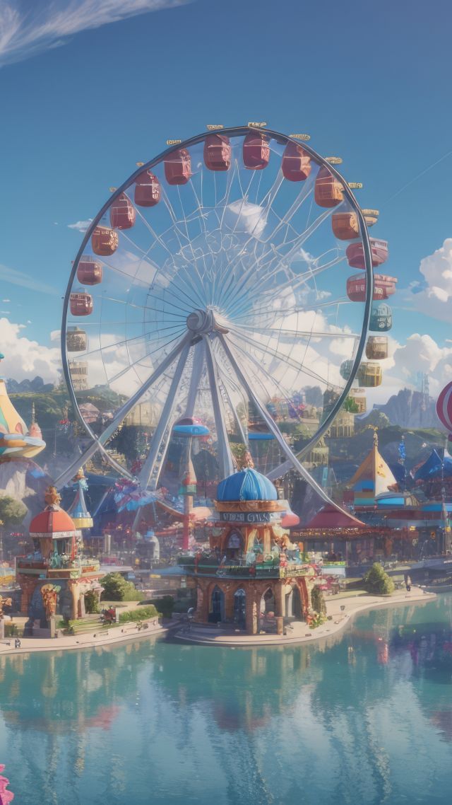 Minecraft 2024, amusement park, Ferris wheel (vertical)