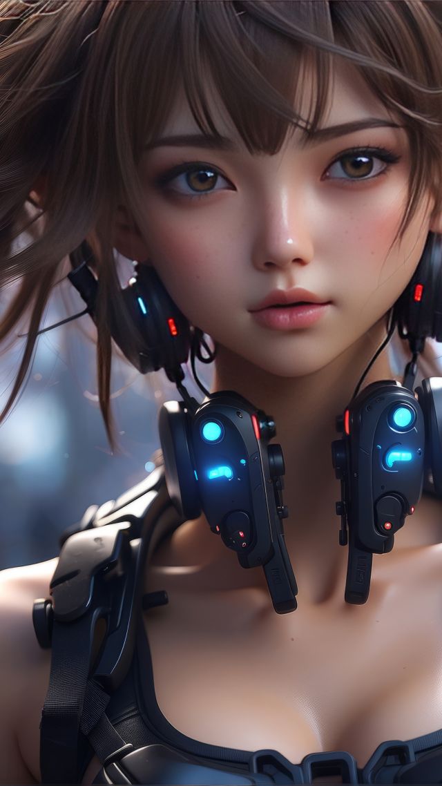 anime girl, cyberpunk (vertical)