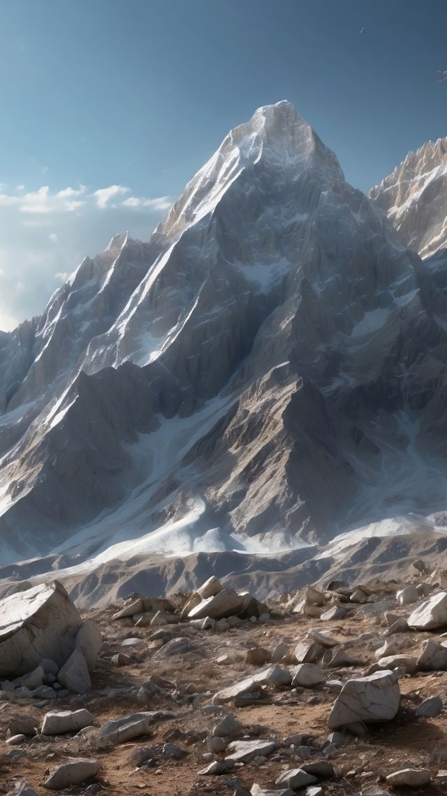 mountains, stones, clouds (vertical)