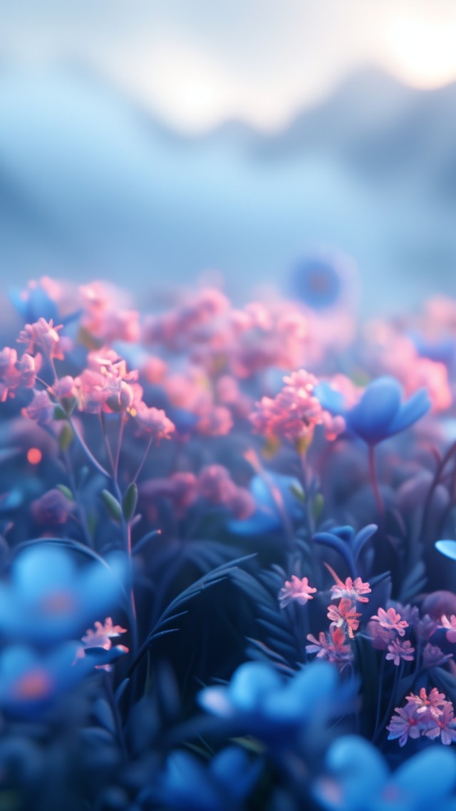 flowers wallpaper, blue, spring, background for mobile wallpaper (vertical)