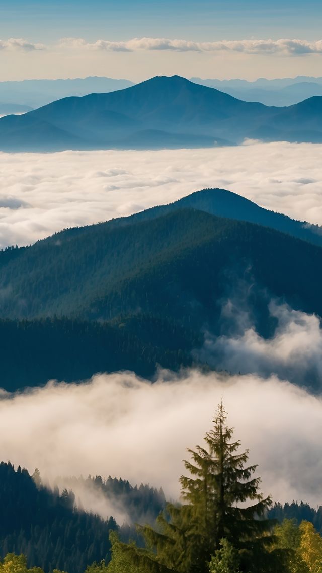 forest, mountains, clouds (vertical)