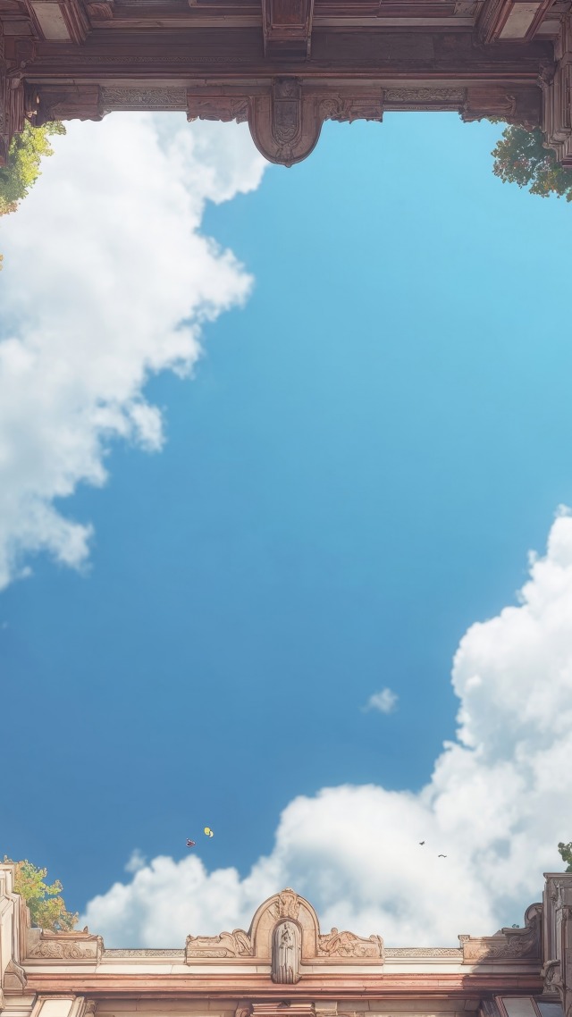 temple architecture wallpaper, skylight, light and shadow, background for mobile wallpaper (vertical)