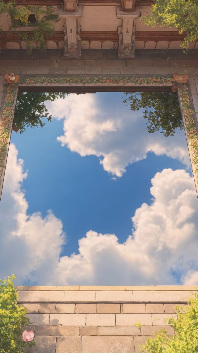 temple architecture wallpaper, skylight, architectural design, background for mobile wallpaper (vertical)