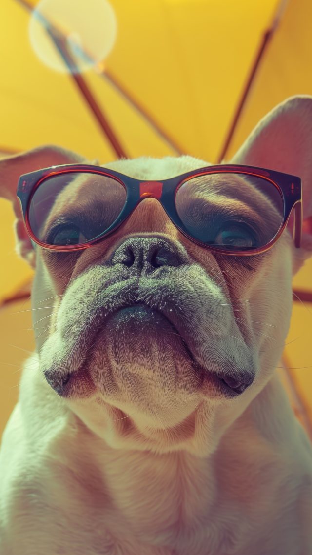 dog sunglasses wallpaper, summer fun, outdoor activities, background for mobile wallpaper (vertical)