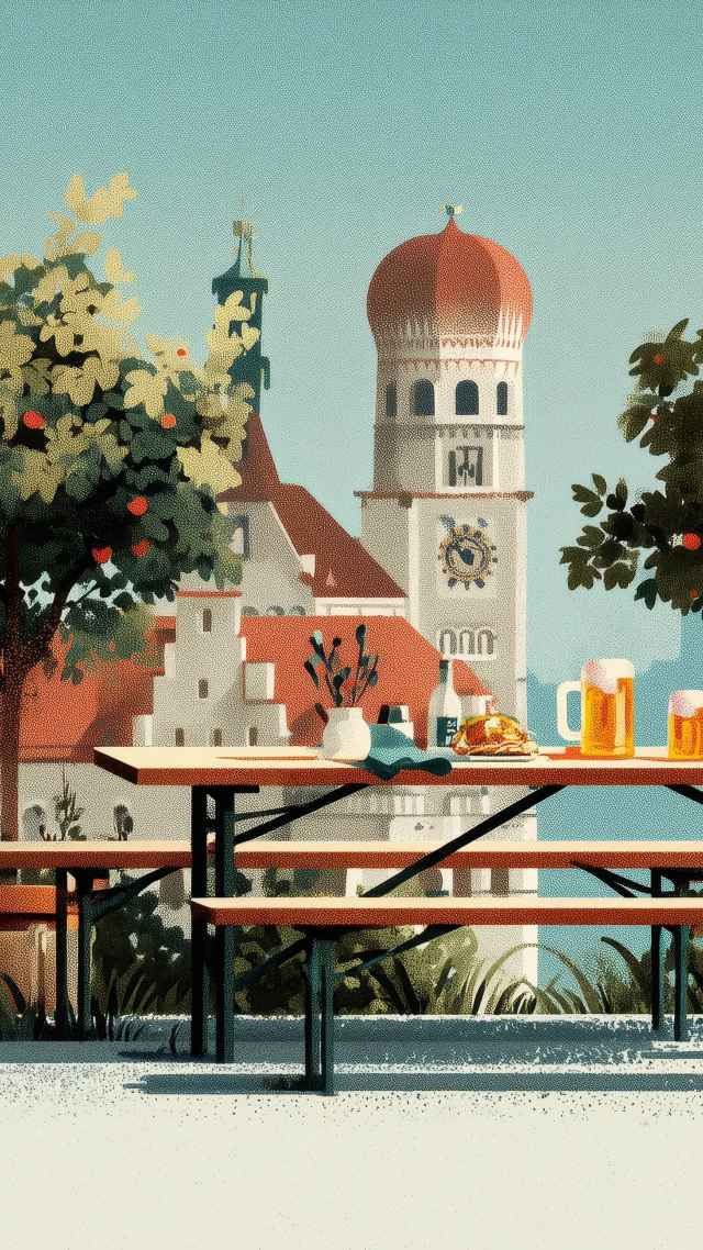 bavarian culture wallpaper, food stalls, oktoberfest costumes, background for mobile wallpaper (vertical)