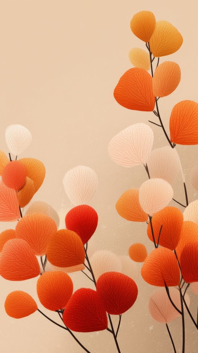 fall colors wallpaper, harvest season, golden hues, background for mobile wallpaper (vertical)