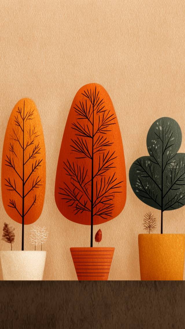 autumn plants wallpaper, autumn colors, tree canopies, background for mobile wallpaper (vertical)