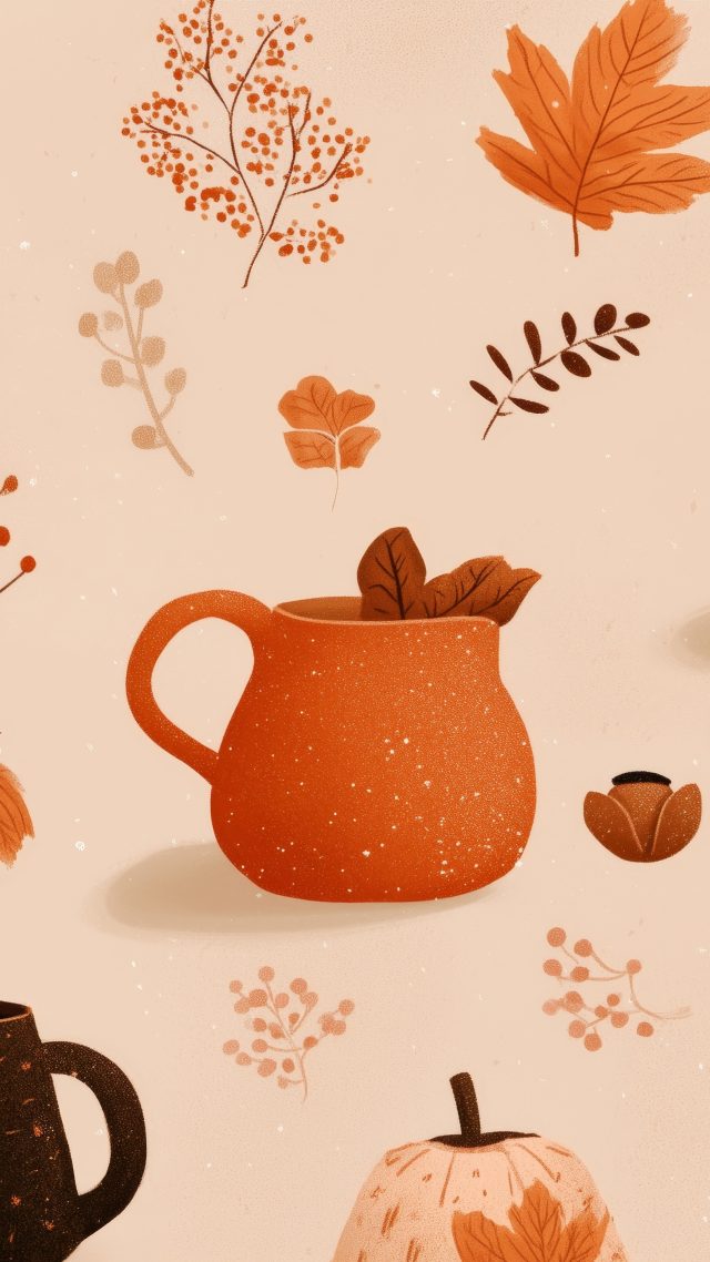 autumn drinks wallpaper, warm cocktails, fall recipes, background for mobile wallpaper (vertical)