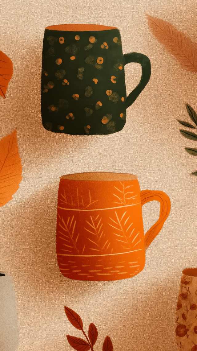 autumn drinks wallpaper, warm drinks, cozy fall recipes, background for mobile wallpaper (vertical)